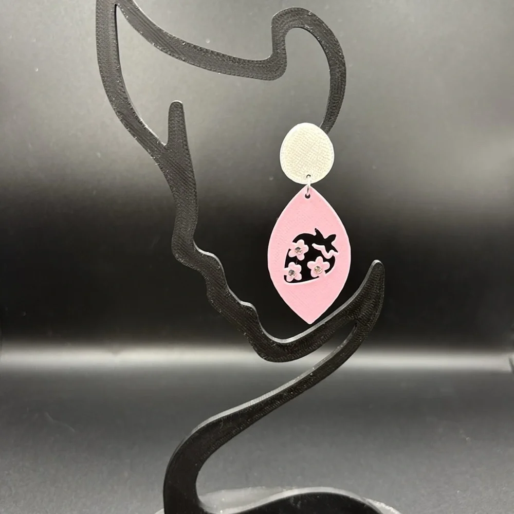 Pink Strawberry Rhinestone‎ Earrings